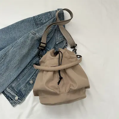 Women's Bucket Bag, Large Capacity Single-Shoulder, Korean Style - 12