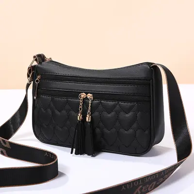 Retro Diamond Lattice Embroidered Fabric Crossbody Bag - 4