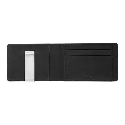 Korean Style Men's Short Wallet with Crossbody Pattern and Stainless Steel Money Clip - 9