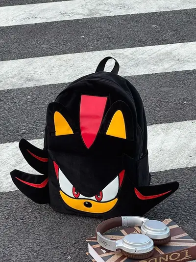 Black Plush Backpack for Middle School and Travel - 4