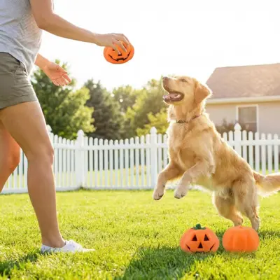 Cadılar Bayramı Balkabağı Şaka Oyuncağı, Vinil Sesli Köpek Diş Kaşıma Oyuncağı