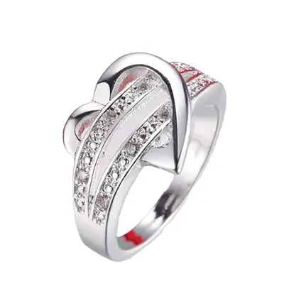 Cao Shi neue Europa- und Amerika-Mode Damen RINGE personalisierter doppelschichtiger herzförmiger Ring, eleganter und prächtiger Damenring