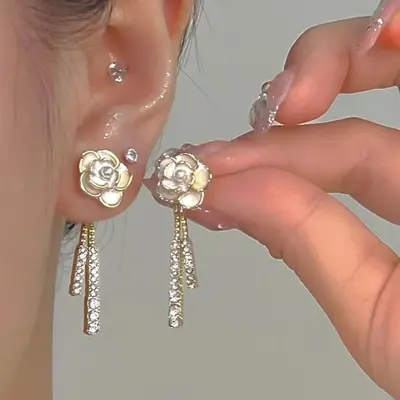 Perlen-Blüten-Vintage-Ohrclips ohne Ohrlochstich - 9