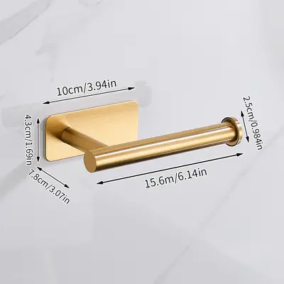 Stainless Steel No-Drill Wall-Mounted Toilet Paper Holder - 12