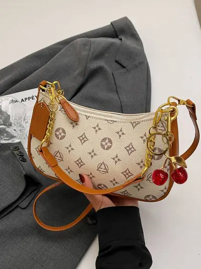 Vintage bedruckte Damen-Achseltasche mit Schultergurt - 9