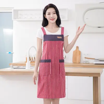 Summer Thin Breathable Apron, Oil and Stain Resistant, Kitchen Household Fashionable Dirt-Resistant Work Clothes, Café Work Clothes, Waist Apron
