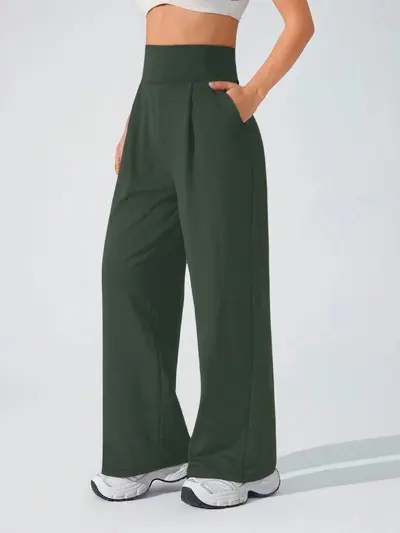Yogahose mit fallendem Stoff, gerades Bein, hoher Bund, lang, Outdoor-Sport - 3