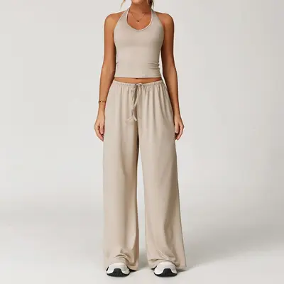 Women's Yoga Set, Quick-Dry Open-Back Tank and Leggings, Model 3058 - 11