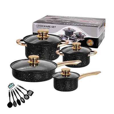 Maifanite Nonstick Pot Set with Wood-Grain Handle - 10
