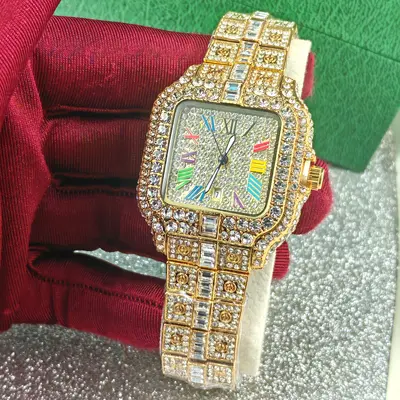 Herren-Quarzuhr, diamantbesetzt, Hip-Hop-Stil, Luxusdesign - 11