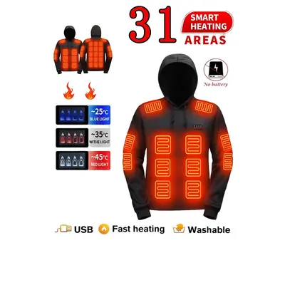 Werkseitig maßgefertigter neuer Grenzüberschreitungs-Herren-Hoodie mit Heizfunktion, USB-beheizbare Kapuzenjacke, Winterjacke mit intelligenter Temperaturregelung und wärmender Bekleidung