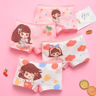 Baumwoll-Kinderunterwäsche Mädchen Boxer-Slip Schüler-Unterwäsche Baby Baby-Shorts kleine Mädchen Boxer-Slip Teenager