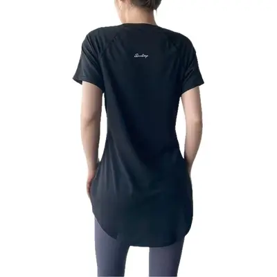 原版质量跨境瑜伽服短袖夏季中长款遮臀速干上衣透气健身运动T恤 - 6