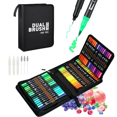 Çift uçlu suluboya kalem seti, yıkanabilir, çocuklar için - 9