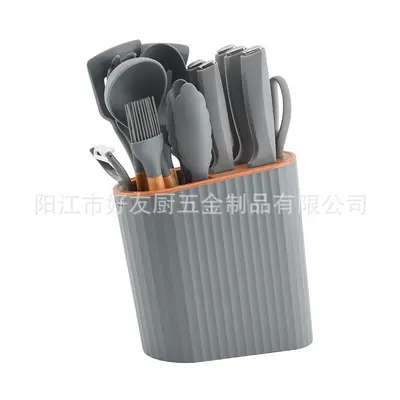 Neues Küchenmesser-Set hitzebeständig Lebensmittelqualität Silikon Kochsuppe Schaufel 15-teiliges Silikon-Küchengeräte-Set - 8