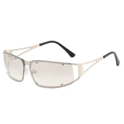 Y2K Retro Narrow Frame Hollow Metal Sunglasses for Outdoor Cycling with Sun Protection - 7