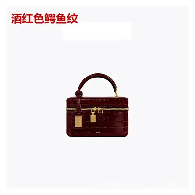Women's Small Square Crossbody Bag, Crocodile Embossed, Light Luxury - 10