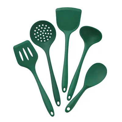 Toptan ev tipi yapışmaz silikon Çin spatulası yüksek sıcaklığa dayanıklı spatula seti kevgir kaşık seti mutfak eşyaları beş parçalı set - 6