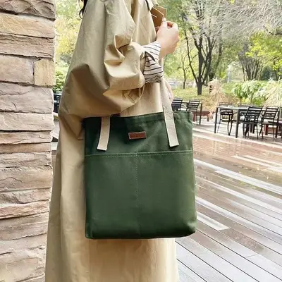 Large-Capacity Canvas Women's Single Shoulder Bag, Simple and Versatile - 7