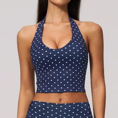 Yoga sports set deep V neck elastic patterned design - 9