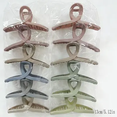 Women's Cross-Border Rubber Paint Large Grip Hair Clip High Volume Back of Head Bun Hair Shark Clip Two Yuan Clearance Hair Accessory Set - 13
