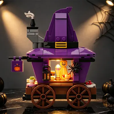 Sihirli Şapka Yemek Arabası Yapı Taşı Seti, Cadılar Bayramı Serisi, Lego Uyumlu - 5