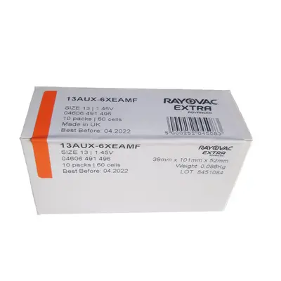 Original Rayovac Extra Hearing Aid Batteries A10, A312, A13 - 6