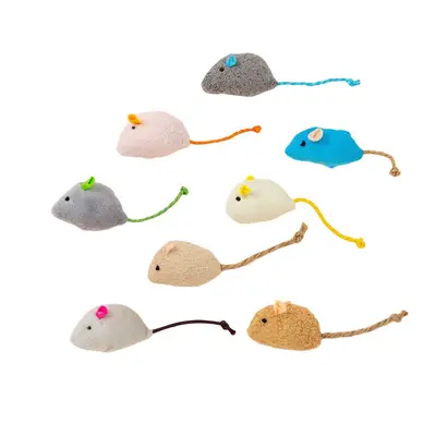 Plush Mouse Toy Set with Feathers, Durable Cat Toy - 5