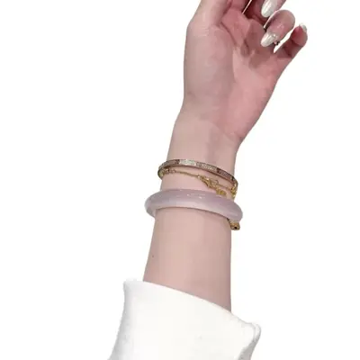 Zertifiziertes Violett-Achat-Armband Katzenauge - 6