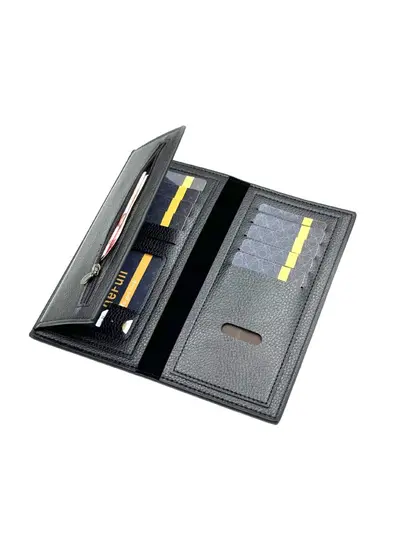 Men's PU Vertical Long Wallet, Litchi Grain, Soft, Multi-Card Slots - 4