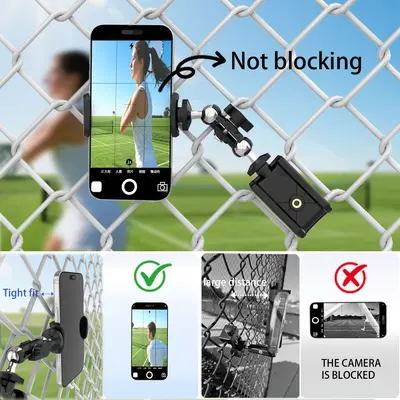 Metal Adjustable Fence Clip Phone and Camera Holder - 4