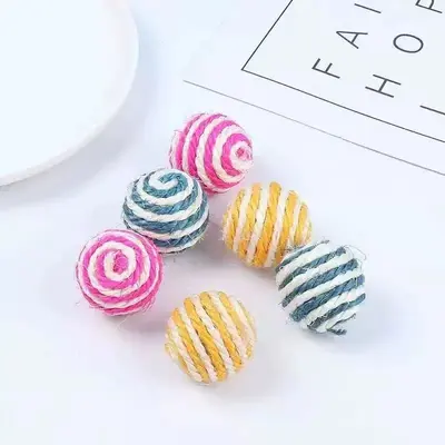 Sisal Cat Toy Ball, Interactive Cat Teaser and Scratching Ball - 3