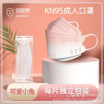 Rongmaotai KF94 Adult Face Mask, KN95 Protection Level, 4D, Individually Packed