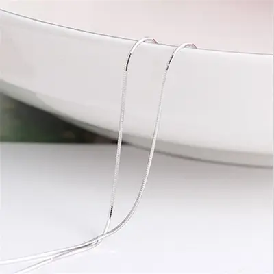 Silver 1mm snake bone chain necklace - 11