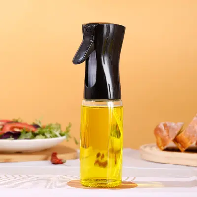 Cam yağ kabı 220 ml şeffaf yağ şişesi asılı olmayan yağ pres tipi yağ sprey şişesi yağ sprey şişesi boş yağ şişesi sıkma tipi - 7