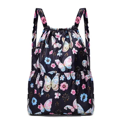 Ultra-Light Floral Drawstring Backpack for Women, Foldable Shopping Bag - 13