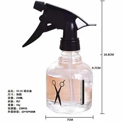 250-ml-Sprühflasche mit abnehmbarer Düse, transparent
