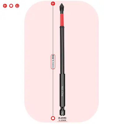 PH2 Manyetik Kaymaz Çapraz Bit Seti 25-150mm Tornavida Ucu Yüksek Sertlik Elektrikli Tornavida Aracı - 12