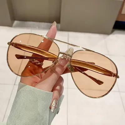 Retro Metal Toad-Shaped Minimalist Sunglasses for Women - 5