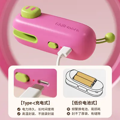 Mini heat sealer machine, portable, food sealing