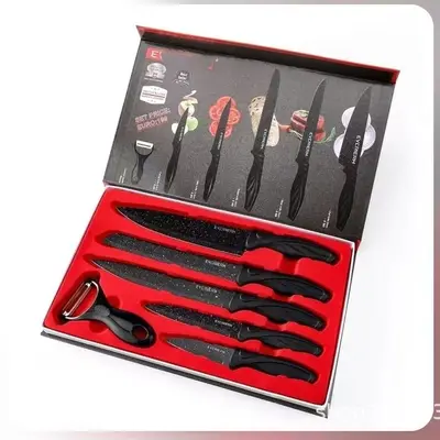 Bıçak seti, şef ve meyve bıçağı, 6 parça, fiyonk saplı - 6