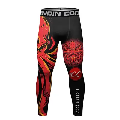 Men's Fitness Compression Pants, 3D Print, Quick-Dry - 11