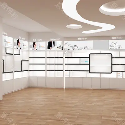 Einbrenn-lackierte Kosmetik-Ausstellungsvitrine in Sonderform
