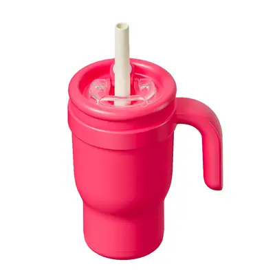Okula dönüş sezonu kontrast renk 14oz saman araba bardağı çocuk öğrenci termos bardak paslanmaz çelik su bardağı kolu araba bardağı - 6