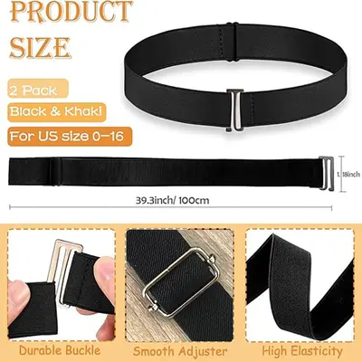 Women's Invisible Elastic Belt, Adjustable Flat Buckle - 5