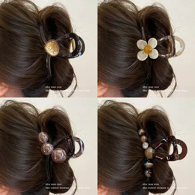 2026 Elegant Hair Claw Clip Posterior Voluminous Hair Styling Accessory Medium Size Shark Clip Hair Barrette - 2