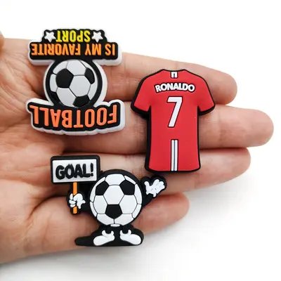 Football Themed Soft Rubber Clog Charms, World Cup Decorative