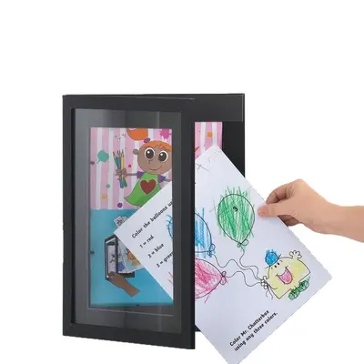 Children's Art Frame with Foam Strips, Wooden Professional Photo Frame
