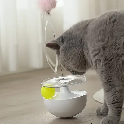 Feather Bell Cat Teaser Wand with Chew-Resistant Plush Ball - 3