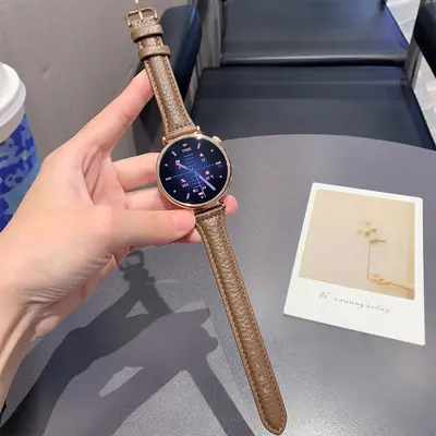 Genuine Leather Lychee Pattern Strap for Huawei GT5 and GT4 Watch